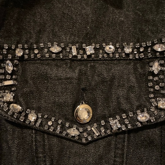 Quacker Factory Black Denim Rhinestones Shacket Shirt/Jacket Women’s Size 1X - Picture 3 of 8